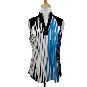 Jamie Sadock Tank Top Womens S Small Niagra White Zip Placket Peak Golf Polo